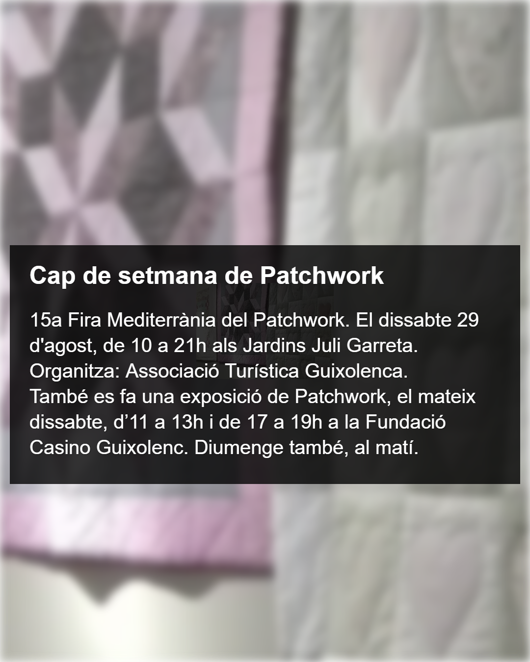 Cap de setmana de Patchwork